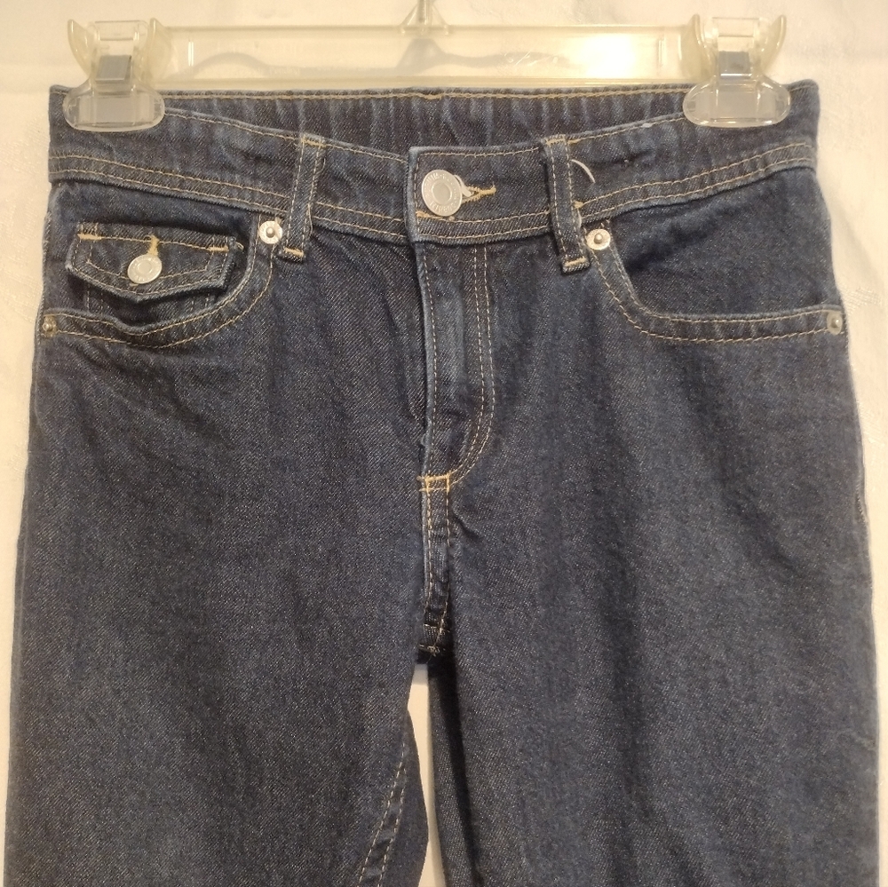 H&M Girls Size 14 Jeans Dark Blue Flare Slim Low Waist Rise Casual Classic